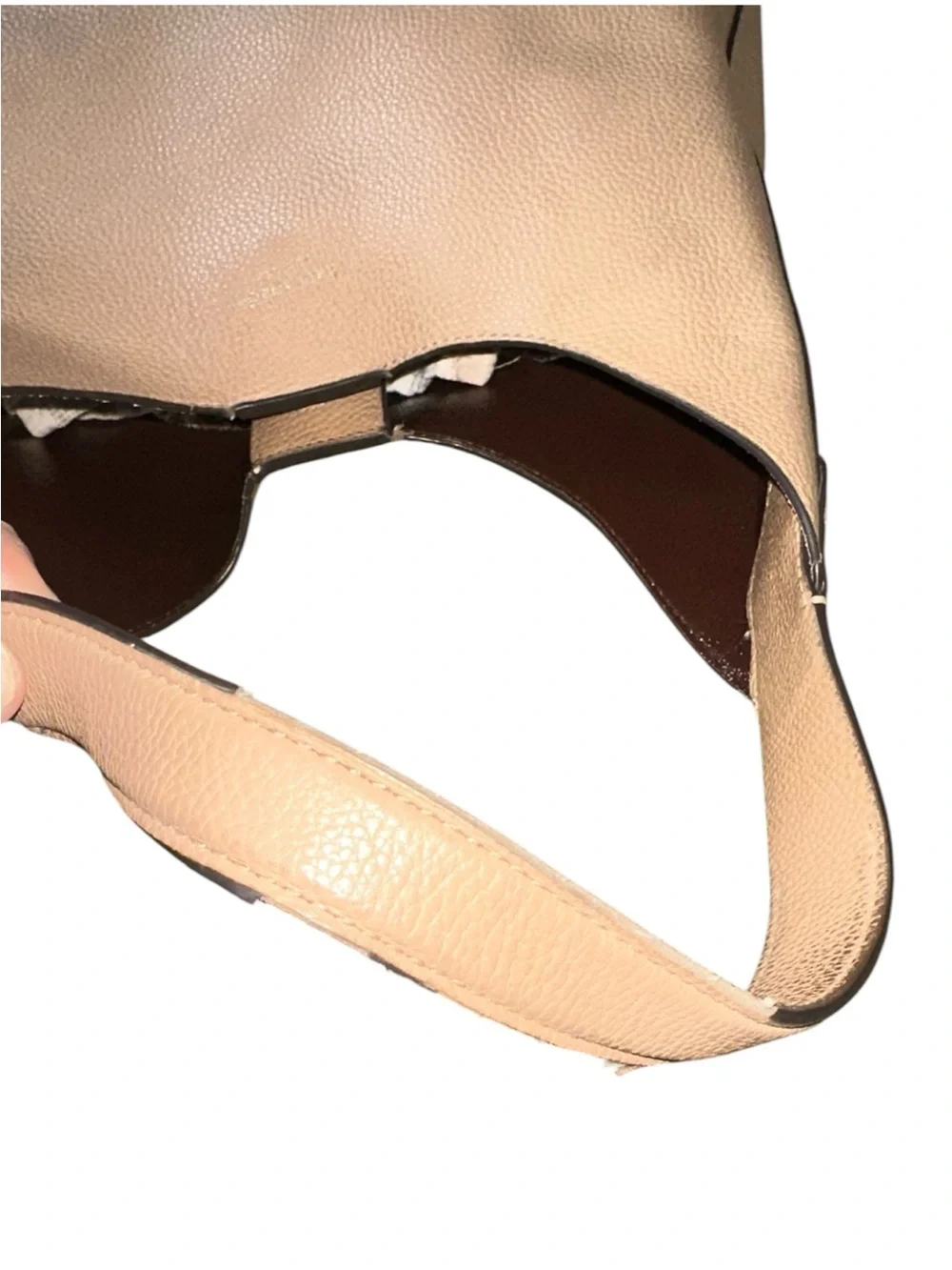 Kate Spade New York Pebbled Leather Shoulder Bag Zipper Pouch Insert Blush Beige